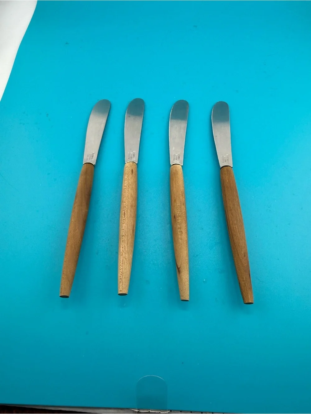 Vintage Japan Wood Handle Stainless Steel Spreaders Set of 4